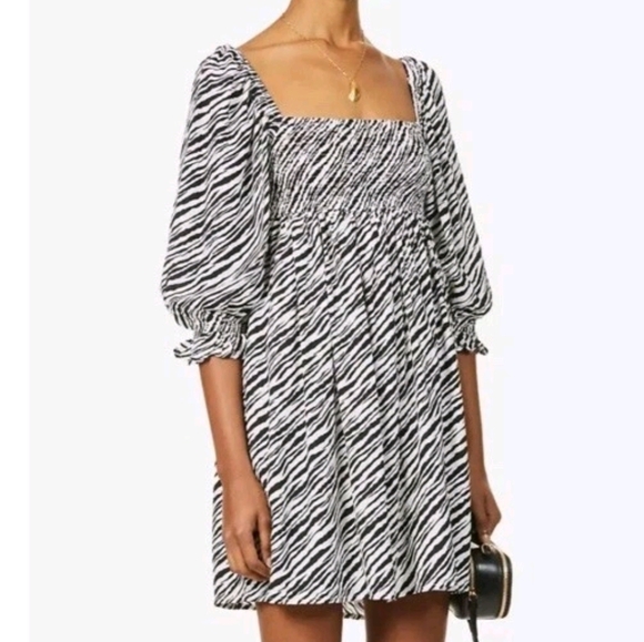 Anthropolgie FAITHFUL THE BRAND Alina Mini Dress Zebra Print 🦓 - Picture 3 of 9